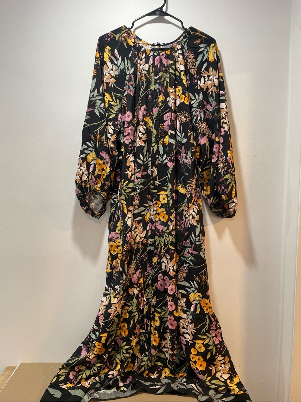 George Black Maxi Dress with Pink and Yellow Floral Pattern